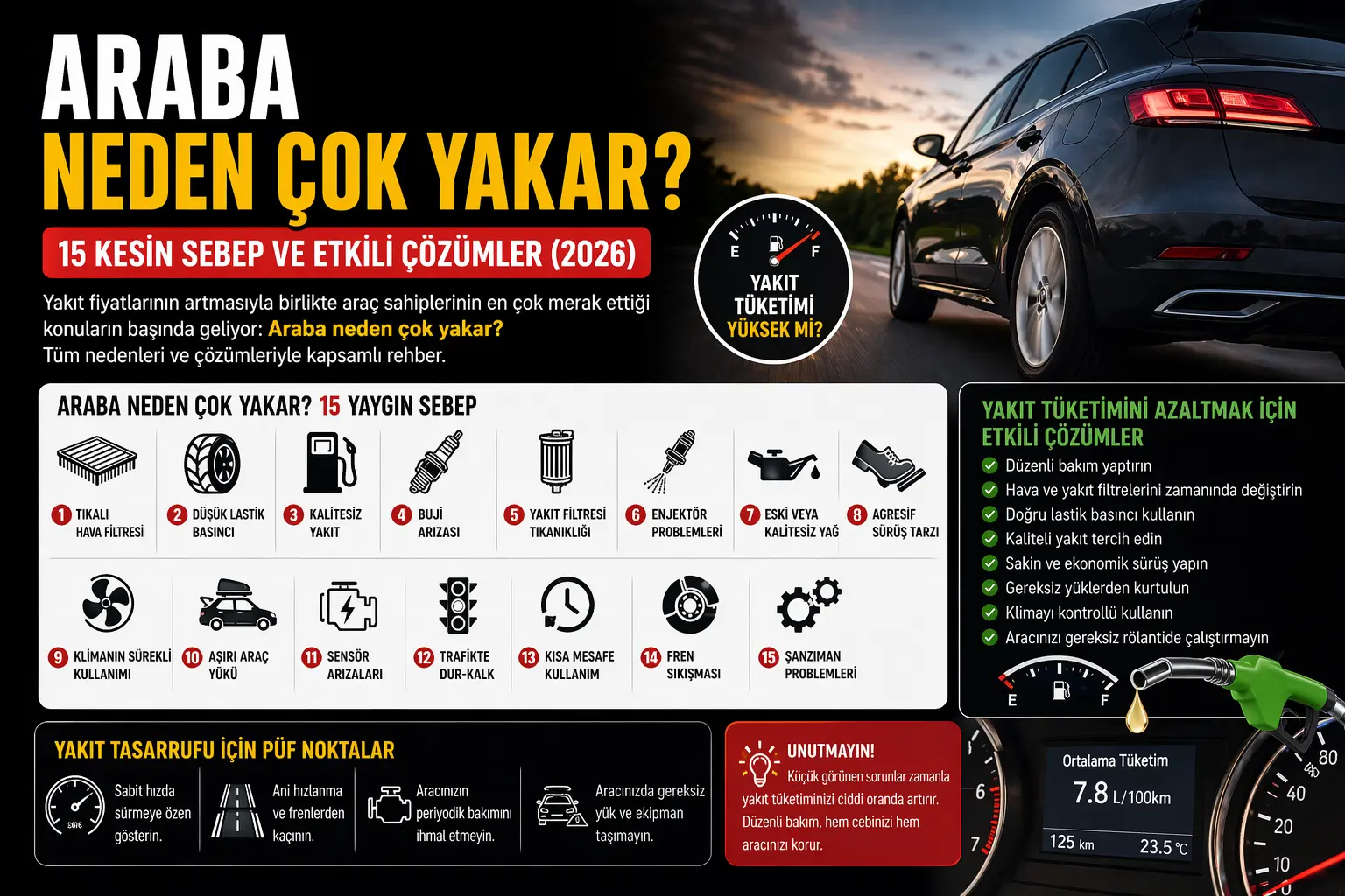 Araba Neden Çok Yakar? 15 Kesin Sebep ve Etkili Çözümler (2026)