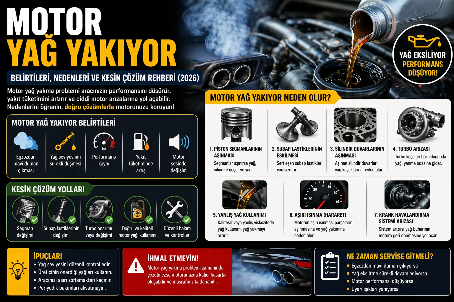 Motor Yağ Yakıyor: Belirtileri, Nedenleri ve Kesin Çözüm Rehberi