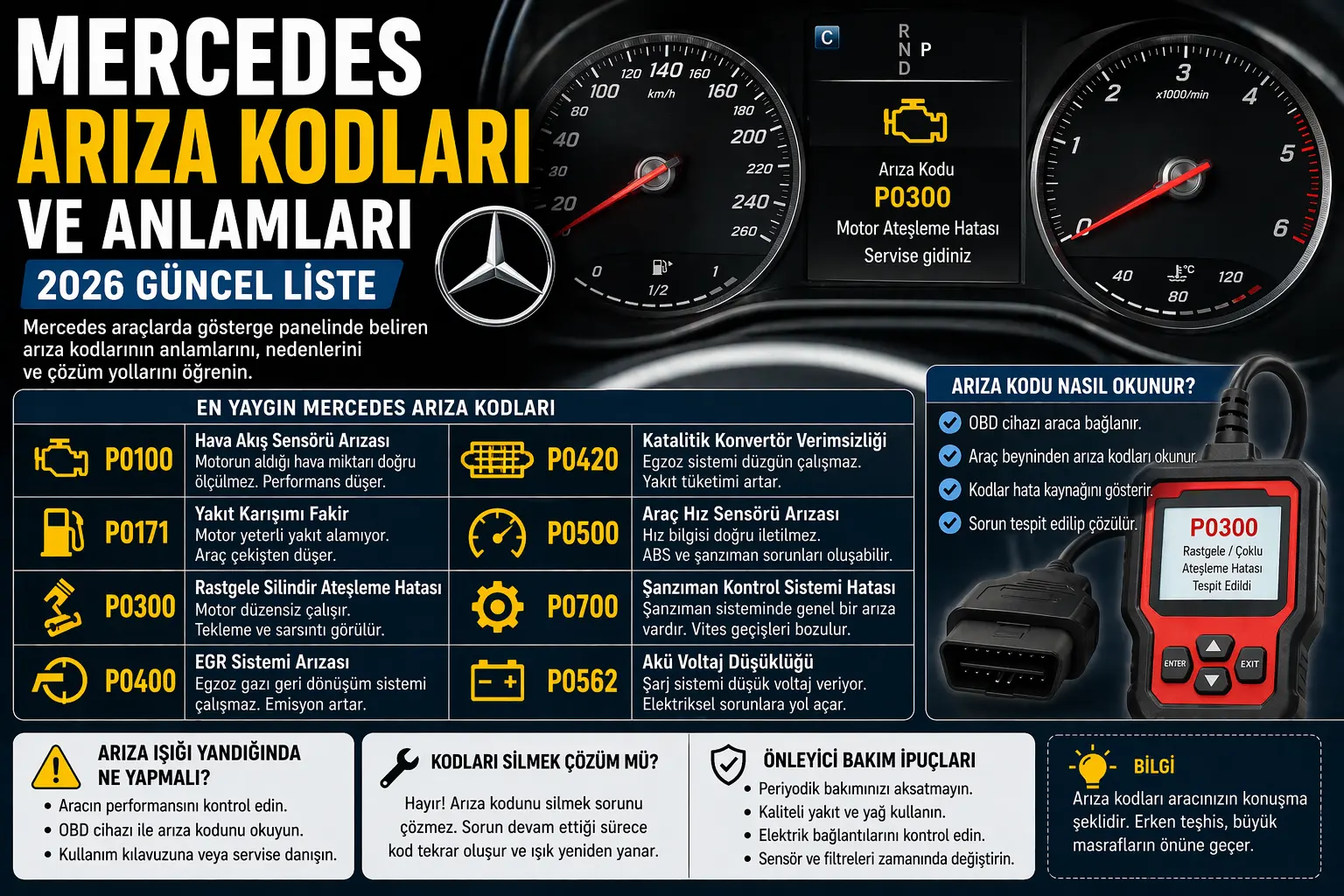 Mercedes Arıza Kodları ve Anlamları (2026 Güncel Liste)
