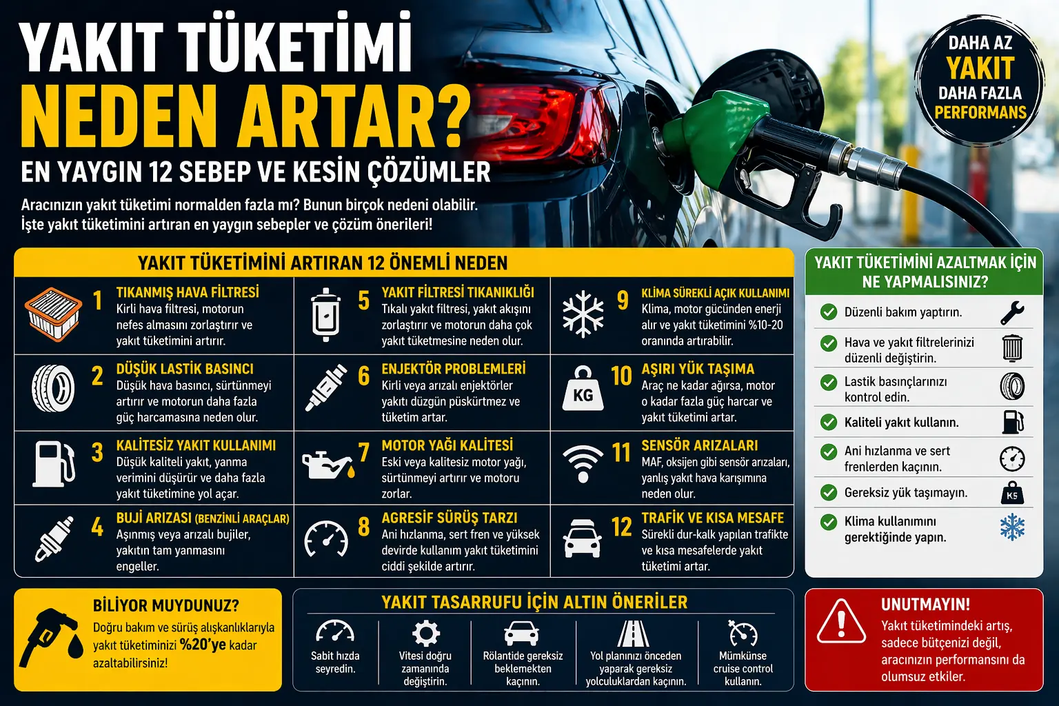 Yakıt Tüketimi Neden Artar? En Yaygın 12 Sebep ve Kesin Çözümler